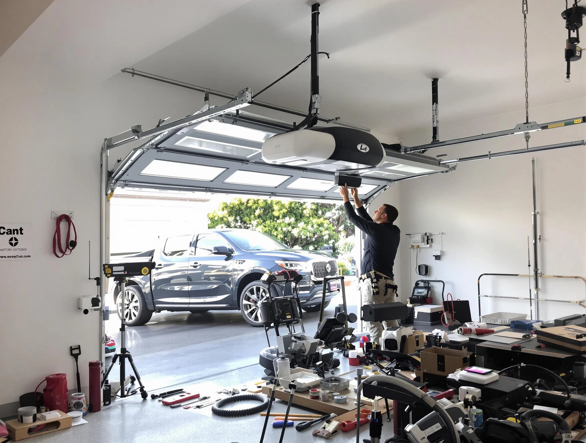 Childersburg Garage Door Repair specialist installing smart garage door opener system in Childersburg home